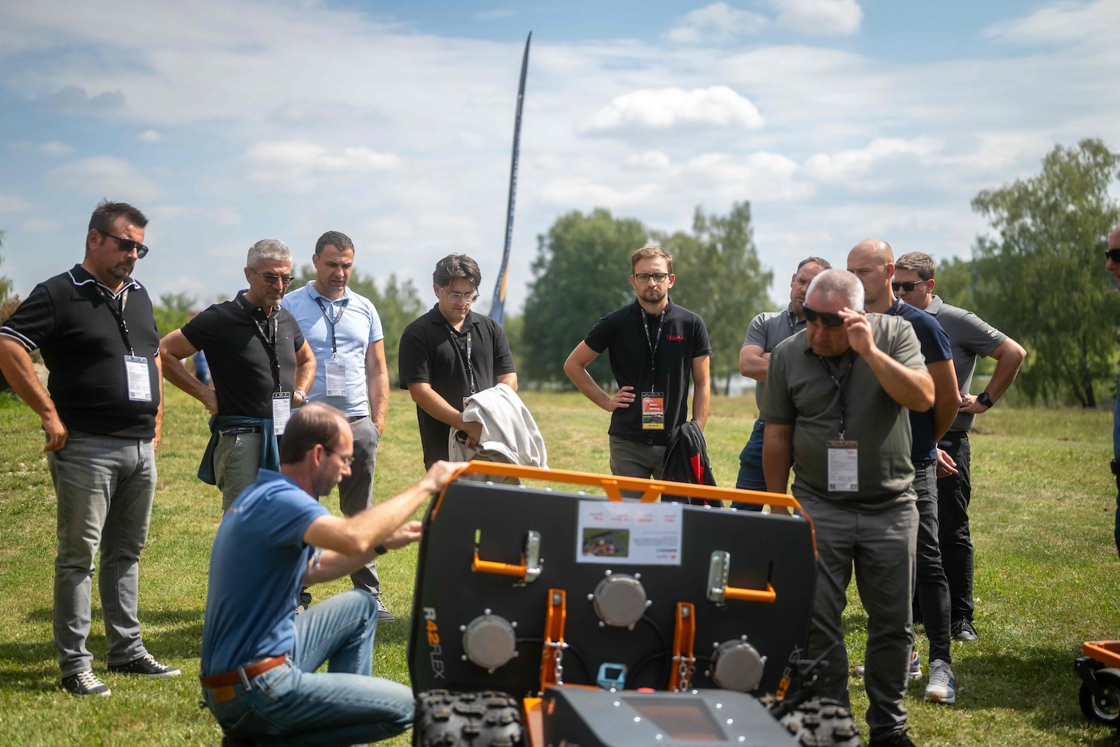Distributors gathered around the R42 Flex deck during the demo