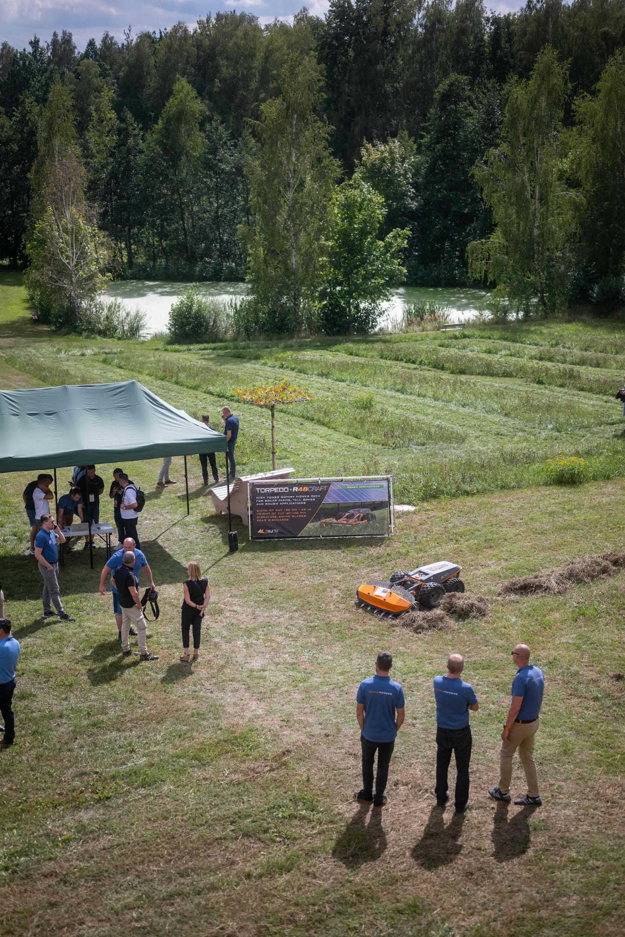 Elevated view of the Torpedo R48 Craft station with tent and attendees
