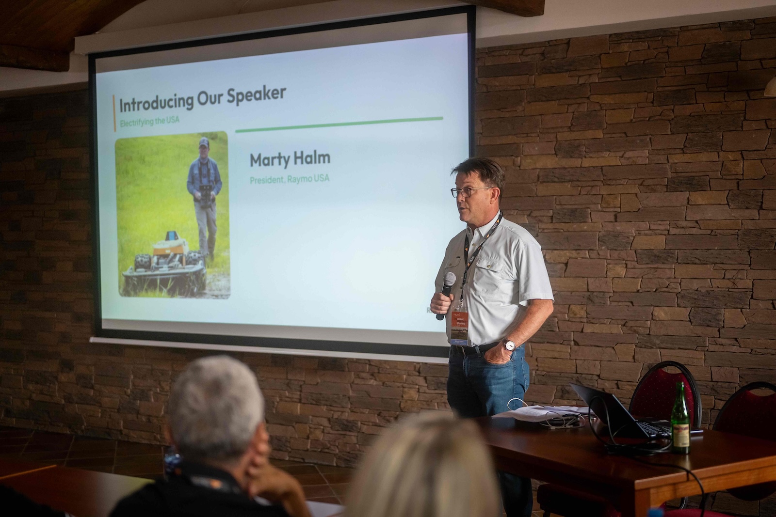 Marty Halm, President of Raymo USA, presenting on stage